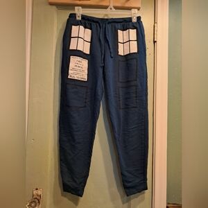 Blue TARDIS-Inspired Jogger Pants